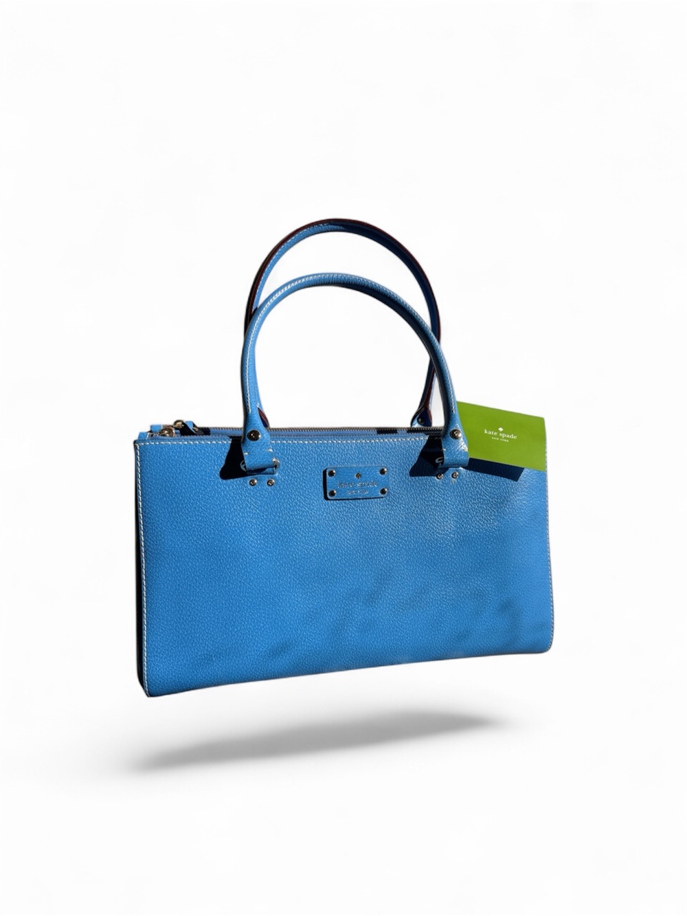 kate spade bright blue leather double-handle tote